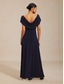 preiswerte Einfaches Kleid-Damen Maxikleid A Linie Kleid Elegant Abendgesellschaft Abschlussfeier Plissiert Normale Passform Einfarbig Ärmellos Rundhalsausschnitt Marineblau