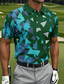 preiswerte Golfpolo für Herren-Herren Geometrisch Golf Sport-Poloshirts Kurzarm Polo-Shirts Hemden mit Kragen Lässig Athleisure Knöpfe Sommer Frühling Blau Weiß Grün