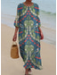economico Abiti floreali-Vestito maxi da donna in lino simile traspirante leggero abito da sole abito a linea abito estivo vacanza casual boho quotidiano spiaggia vacanza maniche 3/4 scollo a giro