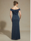 preiswerte abendkleider-Damen Maxikleid Trompeten- Meerjungfrauenkleid Elegant Abendgesellschaft Strass Steine Verschönert Schlank Einfarbig Ärmellos Schulterfrei Kalter Schulter-Ausschnitt Silber