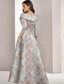 economico Abiti da Sera a Linea A-Linea ad A Lunghezza al pavimento Abito Formale Abito Floreale Abito da Sera Da principessa Abito formale Elegante Floreale Spacco Alto Manica Lunga Colletto a Camicia Matrimonio Formale Tasca