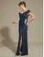 preiswerte abendkleider-Damen Maxikleid Trompeten- Meerjungfrauenkleid Elegant Abendgesellschaft Strass Steine Verschönert Schlank Einfarbig Ärmellos Schulterfrei Kalter Schulter-Ausschnitt Silber