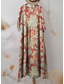 economico Abiti floreali-Vestito maxi da donna in lino simile traspirante leggero abito da sole abito a linea abito estivo vacanza casual boho quotidiano spiaggia vacanza maniche 3/4 scollo a giro