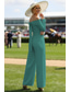billige Mammas jumpsuits-Jumpsuit / Pantsuit Gulvlengde Derbykjole Kjole til brudens mor Langermet Løse skuldre Elegant Kentucky Derby med Ensfarget