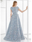 billiga A-linje kvällsklänningar-A-linje Golvlång Kvälls klänningar Balklänning Formell klädsel Elegant Blommig Hög split Kortärmad V-hals Bröllop Formell Ficka Jacquard Djupt ringad rygg med Blomtryck Rosett(er) Ficka