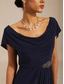 preiswerte Einfaches Kleid-Damen Maxikleid A Linie Kleid Elegant Abendgesellschaft Abschlussfeier Plissiert Normale Passform Einfarbig Ärmellos Rundhalsausschnitt Marineblau