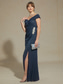 preiswerte abendkleider-Damen Maxikleid Trompeten- Meerjungfrauenkleid Elegant Abendgesellschaft Strass Steine Verschönert Schlank Einfarbig Ärmellos Schulterfrei Kalter Schulter-Ausschnitt Silber