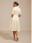 billiga Enkel klänning-Dam Midiklänning Sheath Dress Elegant Dagligen Bröllopsgäst Cocktailfest knyt fram Ficka Normal Ensfärgat Kortärmad V-hals Tröjkrage Beige
