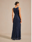preiswerte Einfaches Kleid-Damen Maxikleid Etui-Kleid Elegant Abendgesellschaft Hochzeitsgast Pailletten Rüsche Glitzer Normale Passform Einfarbig Ärmellos Rundhalsausschnitt Marineblau