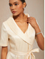 billiga Enkel klänning-Dam Midiklänning Sheath Dress Elegant Dagligen Bröllopsgäst Cocktailfest knyt fram Ficka Normal Ensfärgat Kortärmad V-hals Tröjkrage Beige