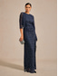 preiswerte Einfaches Kleid-Damen Maxikleid Etui-Kleid Elegant Abendgesellschaft Hochzeitsgast Pailletten Rüsche Glitzer Normale Passform Einfarbig Ärmellos Rundhalsausschnitt Marineblau