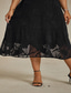 abordables Robes-Femmes Robe Midi Robe en Chiffon Élégant Fleuri Demi Manches Col en V Noir