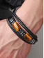 abordables Joyas para hombres-Pulsera de piedra natural y piel sintética para hombre, pulsera trenzada de estilo casual en varios colores, joyería de moda masculina para uso diario casual y estilo urbano.
