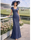 abordables Ensembles de robes pour maman-Deux Pièces Fourreau Colonne Ensembles de Robes Longueur au sol Broderie perlée Robe d'invité de mariage Robe de Cérémonie Robe de Mère de Mariée  Manche Courte Col en V Élégant Éclat &amp; Brillance