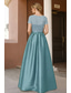 economico Abiti da Sera a Linea A-Linea ad A Lunghezza al pavimento Perline ricamate Abito Formale Abito da madre della sposa Abito da Sera Elegante Abbellito Semi-formale / Cocktail Manica Corta Scollo Tondo Festa serale Matrimonio