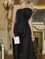 abordables Vestidos de gala-Mono Hasta el Tobillo Vestidos de noche Vestido de baile con sobrefalda Vestimenta formal Espalda Abierta Mono Sin Mangas Sin Tirantes Fiesta de baile Invitado a la boda Tafetán con Cinta / Lazo