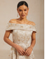 billige Blomsterkjole-Dame Maxikjole Off The Shoulder-kjole Stroppeløs kjole Elegant Aftenselskap Eksamen Normal Blomstret Ermeløs kald skulder Champagne Sommer Vår Høst