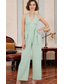 billige Mammas jumpsuits-Jumpsuit / Pantsuit Gulvlengde Kjole til brudens mor Ermeløs Grimehals Elegant Formell Bryllupsgjest med Sløyfe(r)