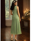 preiswerte Mamas Kleidersets-Kleid Sets Tee-Länge Hochzeitsgastkleid Brautmutterkleid 3/4-Länge Ärmel Quadrat Ausschnitt Elegant Einfach Hochzeitsgast mit Unifarben