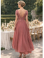 baratos Comprimento do tornozelo-Linha A Assimétrico Vestido de festa Vestido Coquetel Vestido de convidada de casamento Vestido Para Mãe dos Noivos Manga Curta Decote V Elegante Formal Convidado do casamento Noite Formal Chiffon com