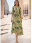 baratos Vestidos de Cocktail-Linha A Até o Tornozelo Vestido formal Vestidos de cocktail Elegante Meia Manga Gola Redonda Casamento Coquetel Jacquard com Laço(s)