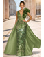 cheap Ball Gown Evening Dresses-A-Line Sheath Column Floor Length Evening Gown Ball Gown with Overskirt Elegant Glittering Floral Sleeveless V Neck Evening Party Wedding Satin with Floral Print Sequin Slit