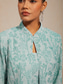 billige Blusedresser for kvinner-Dame Dressy topper Tvillingsett Rhinstein Blomstret Elegant Crew-hals Bryllupsgjest Cocktail antrekk Lyseblå Sommer Vår Høst