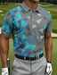 preiswerte Golfpolo für Herren-Herren Geometrisch Golf Sport-Poloshirts Kurzarm Polo-Shirts Hemden mit Kragen Lässig Athleisure Knöpfe Sommer Frühling Blau Weiß Grün