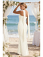 cheap Little White Dresses-Mermaid Trumpet Floor Length White Dress Little White Dress Wedding Guest Dresses Elegant Open Back Sleeveless Strapless Wedding Formal Stretch Fabric Backless with Ruched