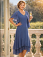 voordelige Jurkensets voor mama-Tweedelig A-lijn Over de knie Bruiloft gast jurk Moeder van de bruid jurk Korte mouw V-hals Elegant Grote maten Bruiloft gast Bruiloft Chiffon Wrap inbegrepen Korte Jas Jurken met Kralen Geplooid