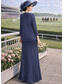 abordables Ensembles de robes pour maman-Deux Pièces Fourreau Colonne Ensembles de Robes Longueur au sol Broderie perlée Robe d'invité de mariage Robe de Cérémonie Robe de Mère de Mariée  Manche Courte Col en V Élégant Éclat &amp; Brillance