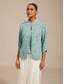 billige Blusedresser for kvinner-Dame Dressy topper Tvillingsett Rhinstein Blomstret Elegant Crew-hals Bryllupsgjest Cocktail antrekk Lyseblå Sommer Vår Høst