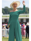 billige Mammas jumpsuits-Jumpsuit / Pantsuit Gulvlengde Derbykjole Kjole til brudens mor Langermet Løse skuldre Elegant Kentucky Derby med Ensfarget