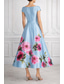 preiswerte Cocktailkleider-A-Linie Tee-Länge Cocktailkleider Elegant Blumen Kurzarm U-Boot-Ausschnitt Gartenparty Hochzeit Tasche Satin mit Blumenmuster