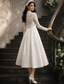 abordables Longueur de cheville-Ligne A Longueur thé Robe de Soirée Robe de Cocktail Robe d'invité de mariage Robe de Mère de Mariée  manche longue Col haut Sexy robe demoiselle d honneur Tenue de Soirée Automne Tissu Extensible