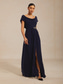 preiswerte Einfaches Kleid-Damen Maxikleid A Linie Kleid Elegant Abendgesellschaft Abschlussfeier Plissiert Normale Passform Einfarbig Ärmellos Rundhalsausschnitt Marineblau