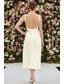 cheap Little White Dresses-A-Line Tea Length White Dress Little White Dress Elegant Open Back Sleeveless Spaghetti Strap Wedding Formal Stretch Fabric Backless with Pleats Solid Color
