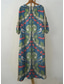 economico Abiti floreali-Vestito maxi da donna in lino simile traspirante leggero abito da sole abito a linea abito estivo vacanza casual boho quotidiano spiaggia vacanza maniche 3/4 scollo a giro