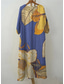 economico Abiti floreali-Vestito maxi da donna in lino simile traspirante leggero abito da sole abito a linea abito estivo vacanza casual boho quotidiano spiaggia vacanza maniche 3/4 scollo a giro