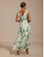 cheap Floral Dress-Women's Maxi Dress Chiffon Dress Vacation Daily Vacation Wedding Guest Floral Sleeveless Cowl Neck Green
