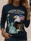 cheap Independence Day Top-Independence Day American 250th Anniversary Patriotic Women's T Shirt Graphic Vintage Fashion Stylish Long Sleeve Crew Neck Round Neck Daily Weekend Print Blue Black Red Green Summer Spring