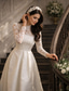 abordables Longueur de cheville-Ligne A Longueur thé Robe de Soirée Robe de Cocktail Robe d'invité de mariage Robe de Mère de Mariée  manche longue Col haut Sexy robe demoiselle d honneur Tenue de Soirée Automne Tissu Extensible