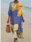 economico Abiti floreali-Vestito maxi da donna in lino simile traspirante leggero abito da sole abito a linea abito estivo vacanza casual boho quotidiano spiaggia vacanza maniche 3/4 scollo a giro