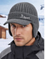 billiga Herrhattar-herrstickad mössa med öronlappar – flera färger, polyesterstickat material, varm och bekväm för vintersport och utomhusaktiviteter