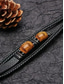 abordables Joyas para hombres-Pulsera de piedra natural y piel sintética para hombre, pulsera trenzada de estilo casual en varios colores, joyería de moda masculina para uso diario casual y estilo urbano.