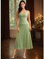 preiswerte Mamas Kleidersets-Kleid Sets Tee-Länge Hochzeitsgastkleid Brautmutterkleid 3/4-Länge Ärmel Quadrat Ausschnitt Elegant Einfach Hochzeitsgast mit Unifarben