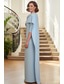 billiga Golvlängd-Åtsmitande Golvlång Formell klädsel Aftonklänning Klänning till brudens mor 3/4 ärm Rund hals Elegant Formell Satäng Stretch crepe med Enfärgat