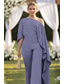 billige Mammas jumpsuits-Jumpsuit / Pantsuit Gulvlengde Kjole til brudens mor Halvlange ermer Enskuldret Elegant Fritid Formell Bryllupsgjest med Ensfarget
