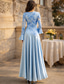 abordables Longueur de cheville-Ligne A Longueur au sol Robe de Soirée Robe de Cocktail Robe d'invité de mariage Robe de Mère de Mariée  manche longue Col ras du cou Élégant Style Célébrité Soyeux Fête de jardin Mariage Formel