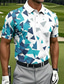 preiswerte Golfpolo für Herren-Herren Geometrisch Golf Sport-Poloshirts Kurzarm Polo-Shirts Hemden mit Kragen Lässig Athleisure Knöpfe Sommer Frühling Blau Weiß Grün